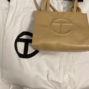 Cream small telfar bag